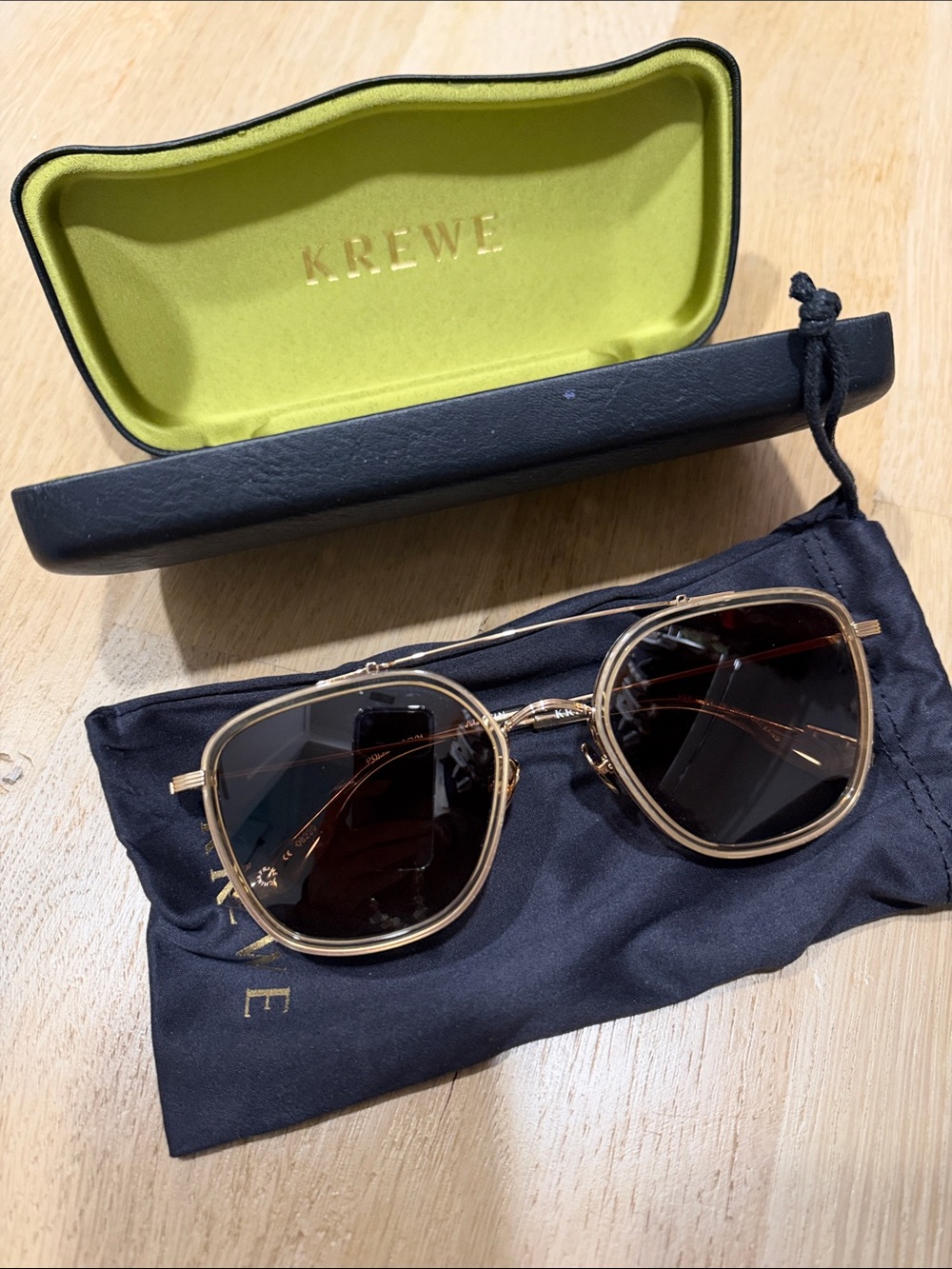 KREWE Austin Gold Frame Sunglasses - Brown Lenses